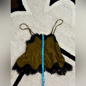Urban Outfitters hunter green and black lace tank